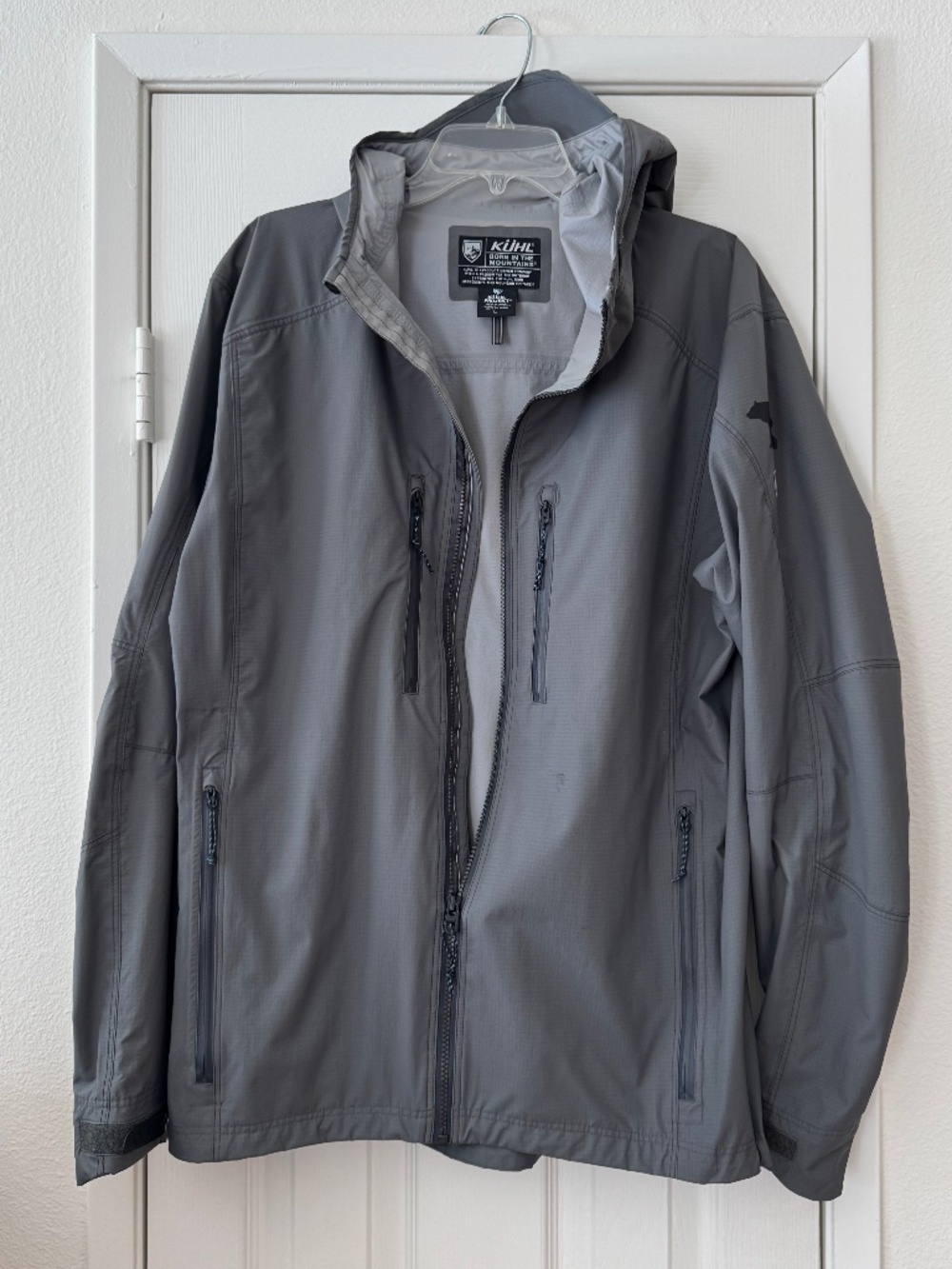 Kuhl Mens Gray Hooded Rain Shell Jacket /Windbreaker